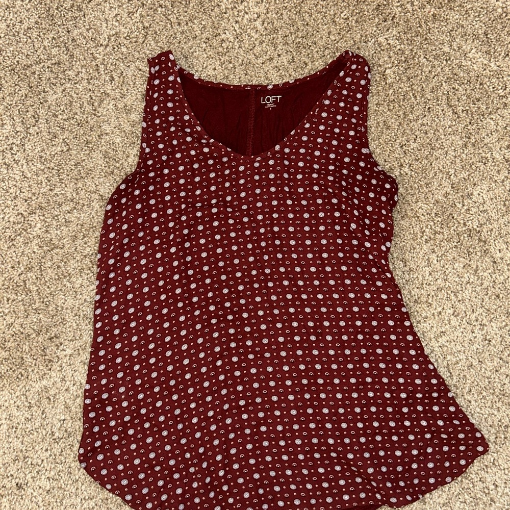 LOFT Burgundy and White Tank Top